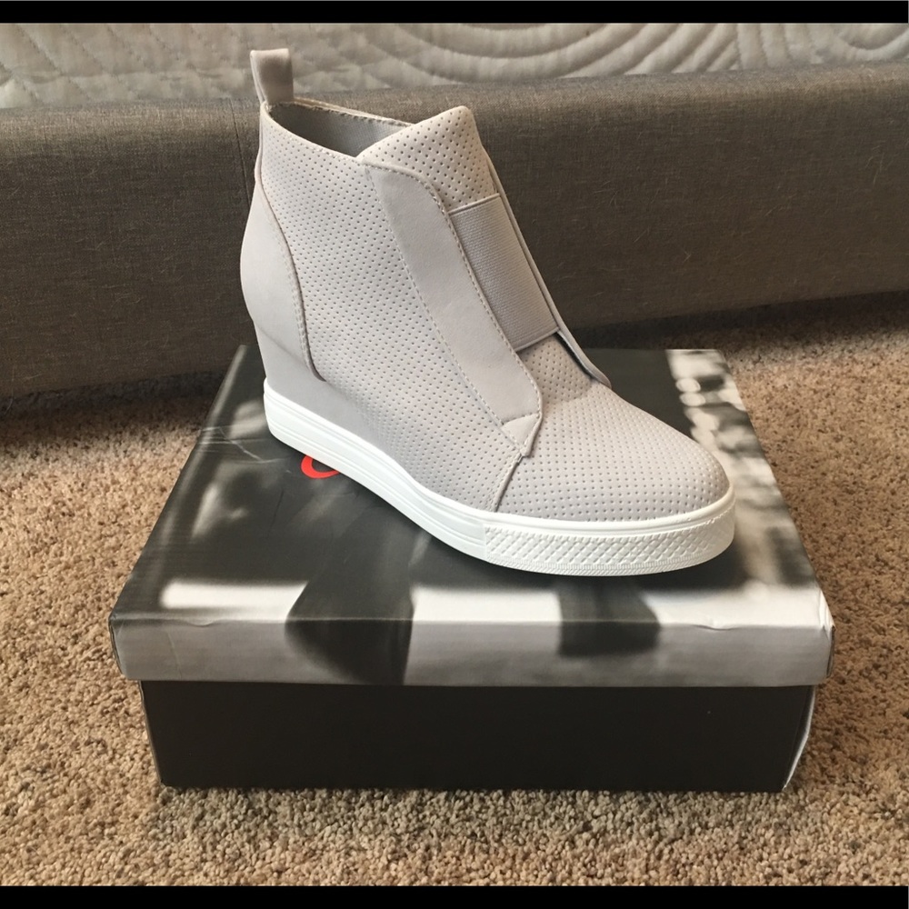 Grey Wedge Sneakers